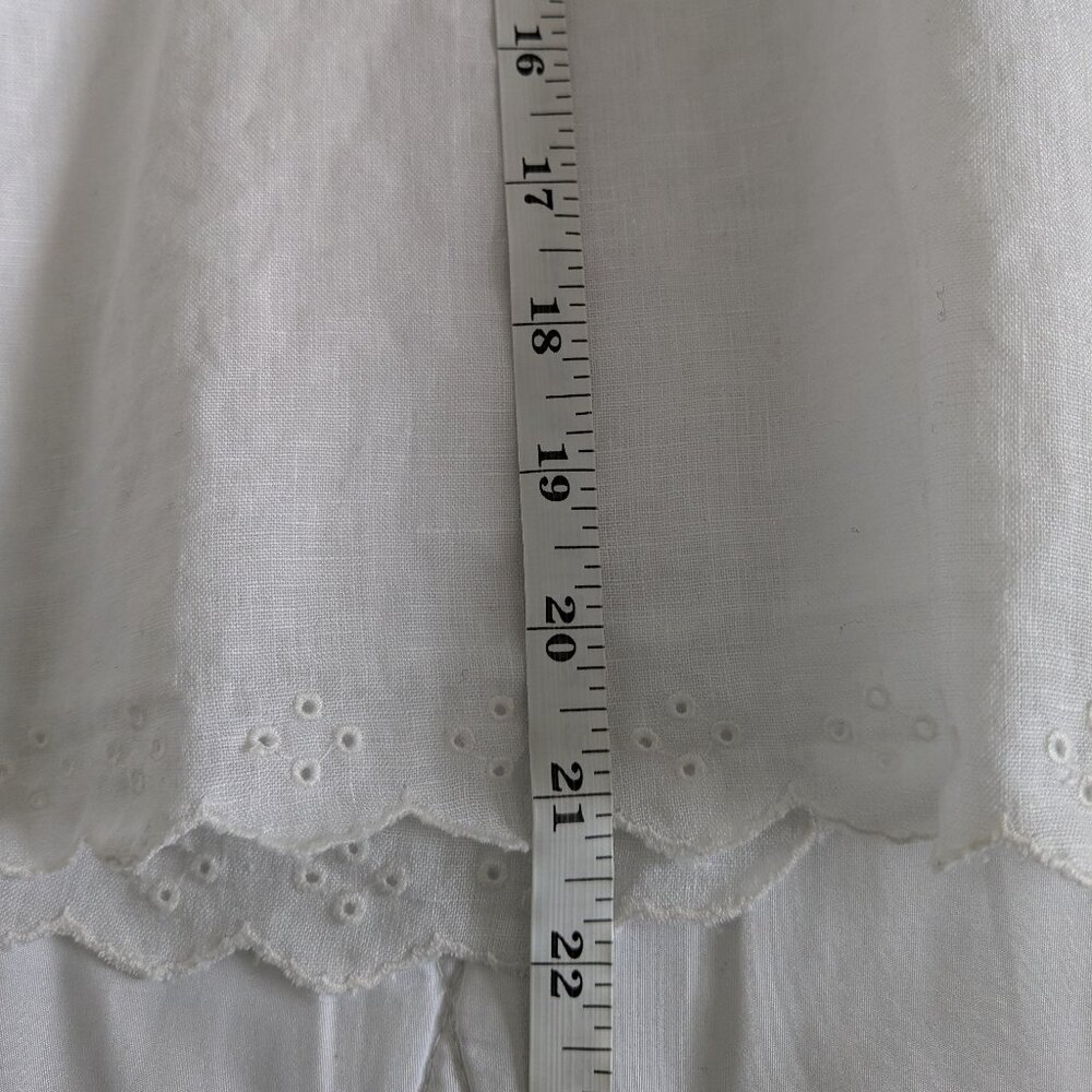 J. Crew Top Women's Size 2 White Scalloped Split-Back Linen Eyelet Blouse #C4806 - Picture 14 of 14